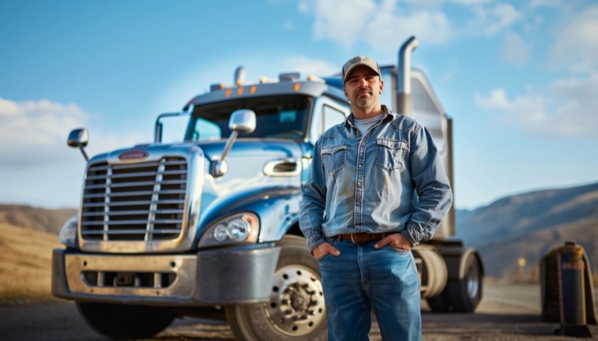 un homme devant un camion