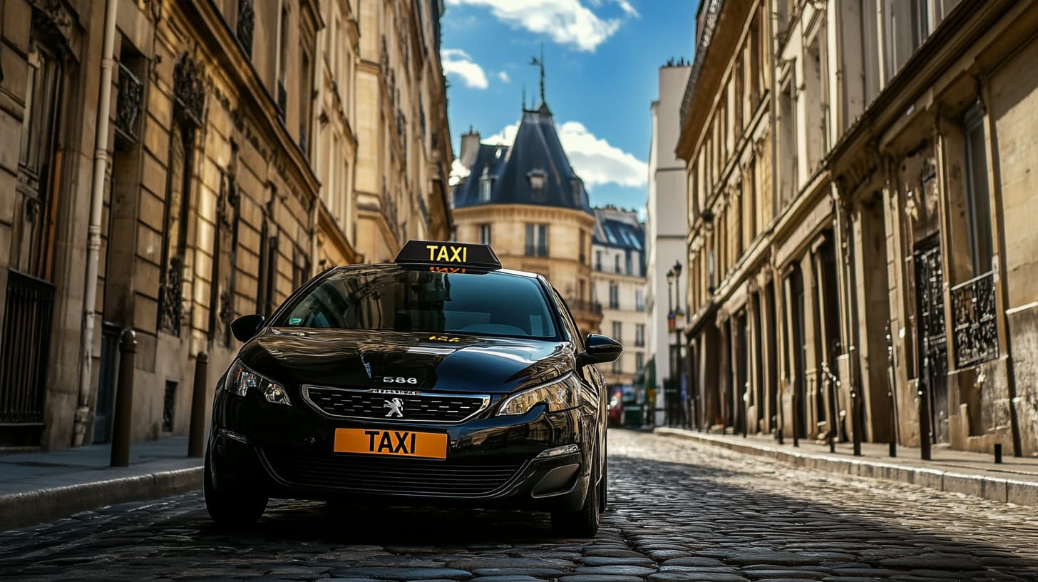 un taxi dans les rues de Paris